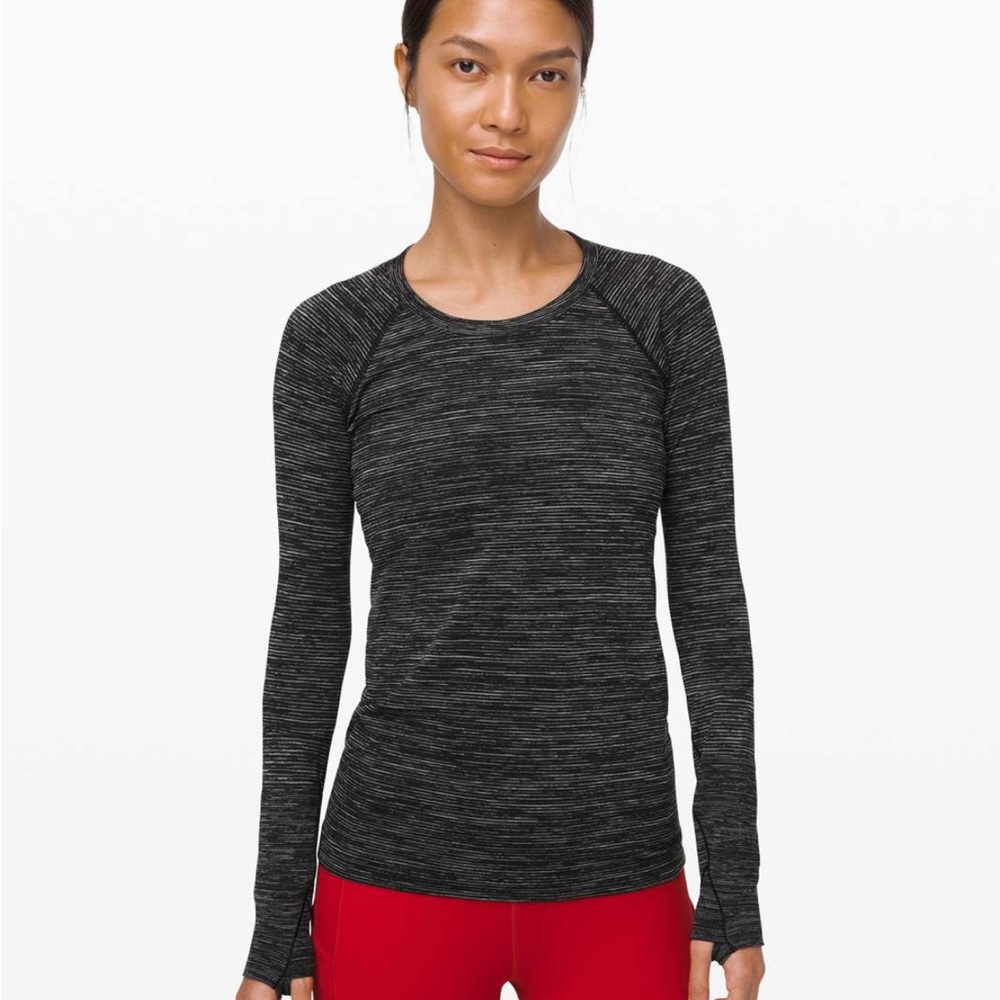 Lululemon‎ Swiftly Speed Long Sleeve Black / White / Black size 4